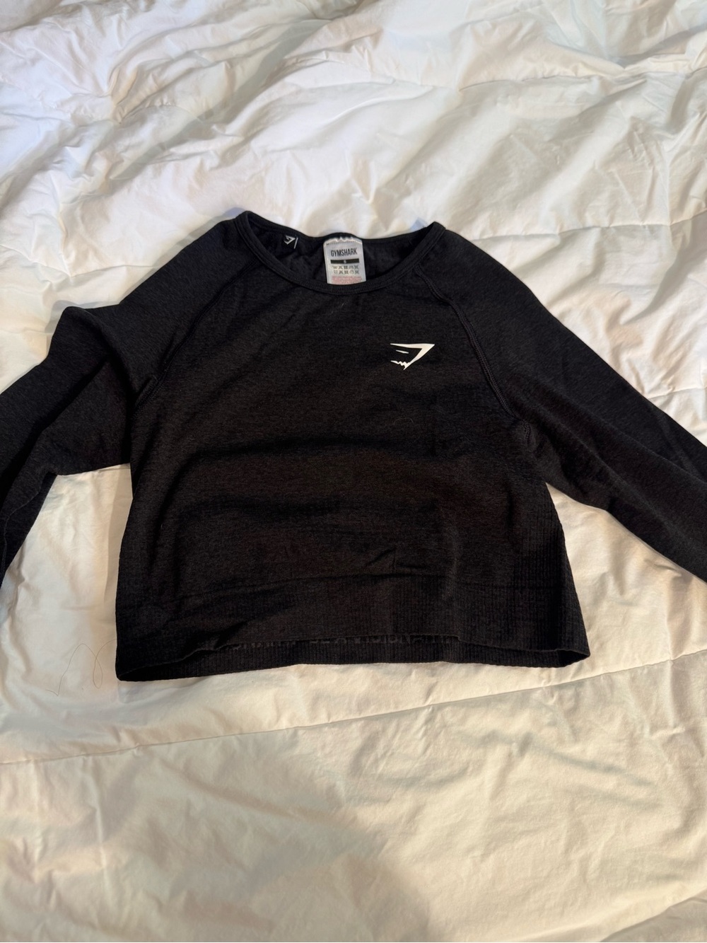 Gymshark Black Cropped Long-Sleeve Crew Sweatshirt